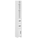Mobile a Colonna con Mensole e Armadietti 15x17x120 cm in MDF e Legno Truciolare Bianco