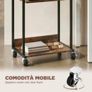 Mobile Supporto per Stampante a 3 livelli 43x30x82 cm con Ruote e Ganci in Legno e Metallo Marrone Rustico.      