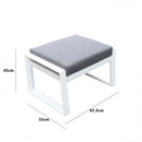 Pouf da Giardino Mikonos 67,5x53x45 cm in Alluminio e Tessuto Tecnico Grigio e Bianco 
