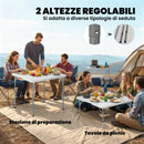 Tavolo da Campeggio Quadrato Pieghevole in Metallo e HDPE, 86x86x74 cm, Bianco      