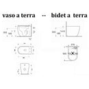 Coppia di Sanitari WC e Bidet a Terra Filo Muro in Ceramica 37,8x56,5x41cm Bianco