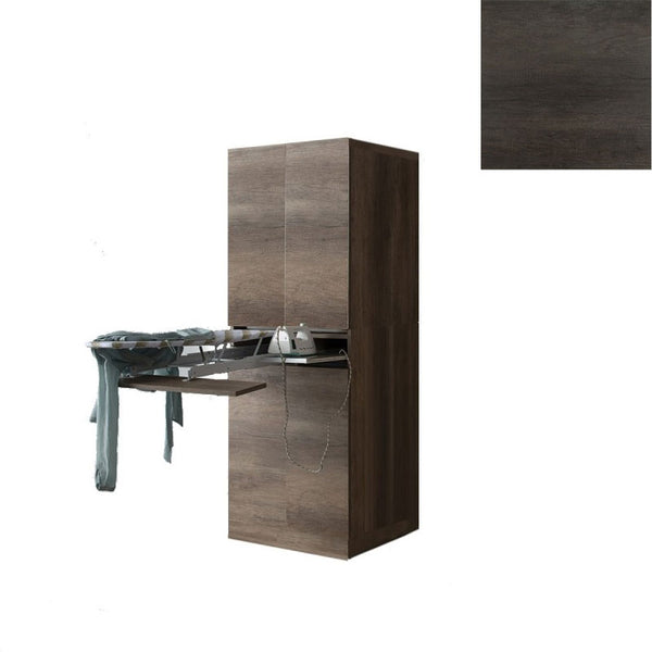 Mobile Lavanderia a Colonna per Lavatrice o Asciugatrice con Asse da Stiro e Ante 70x70x192A cm in Nobilitato Unika Olmo Scuro prezzo