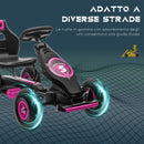Go Kart a Pedali per Bambini 5-12 Anni 121x58x61 cm in Metallo e PP Rosa e Nero   