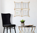 Specchio da Muro Jalo 68x3,5x68 cm in Ferro e MDF e Specchio Oro      