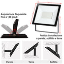 Set 2 Fari Led 25x28,5x18 cm Potenza 100W Luce Bianca Alta Luminosità 8000 lm in Alluminio e Vetro Nero      