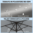 Ombrellone da Giardino 3x3 m Inclinabile con Apertura a Manovella in Metallo e Poliestere Grigio      