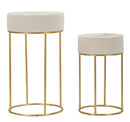 Tavolinetti Alti Wedding Rotondi Set 2 Pz Ø50x90 cm - Ø40x70 cm in Pino e MDF e Metallo      