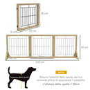 Cancellino per Cani Pieghevole con 3 Pannelli 210x70 cm in Legno Naturale      