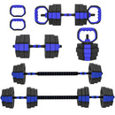 Set Pesi da Palestra 6 in 1 Utilizzabile come Kettlebell Manubri Bilanciere Supporto in Plastica e Sabbia Blu      