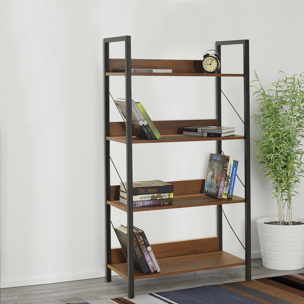 sconto Libreria in Legno 139x73x35 cm Scaffale 4 Ripiani per Ufficio Noce