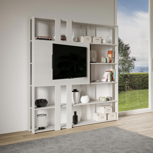 Libreria Moderna 5 Ripiani con Pannello per TV 178x36x204 cm in nobilitato Bianco sconto