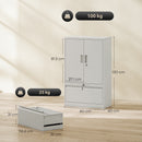 Armadietto da Ufficio 80x40x130 cm con Ripiano Interno e Cassetto in Acciaio Bianco      