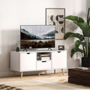 Mobile TV Max 50"" con Cassetto, Ripiano Aperto e Armadietti 110x40x50 cm Bianco e Legno  