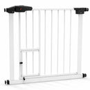 Cancelletto per Bambini Click-Clack 75x78 cm con Porta per Animali Domestici in Metallo Bianco      