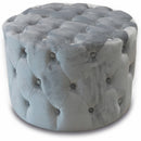 Pouf Poggiapiedi Sgabello Tondo Ø60 cm in Velluto Soriani Grigio Chiaro