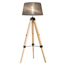 Lampada da Terra Design con Treppiede in Legno Altezza Regolabile Grigio 