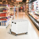 Carrello per Spesa Pieghevole con RuoteSaliscale in Alluminio Bianco      
