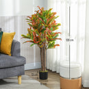 Pianta Artificiale di Croton Multicolore 55x55x120 cm in PEVA e Legno con Vaso Contenitore in PP e Cemento Nero      