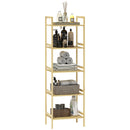 Scaffale Bagno 43,5x31,5x142 cm  a 5 Ripiani Regolabili in Bambù   