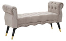 Panchetta Paris 120x40x60 cm in Legno Spugna Metallo e Poliestere Grigio Nero e Oro