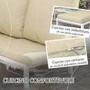 Set 2 Lettini Prendisole da Giardino e Tavolino in Vetro Beige 
