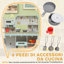 Cucina Giocattolo per Bambini 3+ Anni con Fornello Interattivo Forno e Macchina Caffè in Legno Bianco      