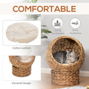 Cuccia per Gatti Rialzata con Cuscino 50x42x60 cm in Giacinto d'Acqua e Ferro Marrone