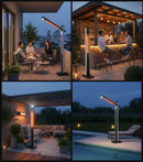 Stufa Elettrica ad infrarossi da Esterno 50x25x200 cm in Fibra di Carbonio con Luce Led Skyline Bianco Latte