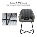Set 2 Sedie Imbottite 60x56,5x85 cm in Similpelle Grigie