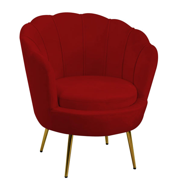 Poltrona Imbottita 73x72xh49/77 cm in Tessuto Velluto Tulipan Rosso prezzo