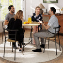 Set Tavolo da Pranzo Rotondo Stile Industriale con 4 Sedie Salvaspazio in Legno e Metallo      