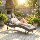 Lettino Prendisole da Giardino 60x198x44 cm Forma S con Cuscino a 5 Posizioni in Rattan Marrone      