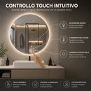 Specchio Rotondo Ø60 cm LED a 3 Colori Retroilluminato Accensione Touch      
