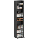 Libreria Porta CD e DVD 33x24x140 cm con 6 Ripiani Regolabili Nero   