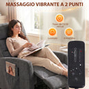 Poltrona Massaggiante  66x91x108 cm Reclinabile a 160° con Poggiapiedi e Telecomando in Ciniglia Grigio Scuro      