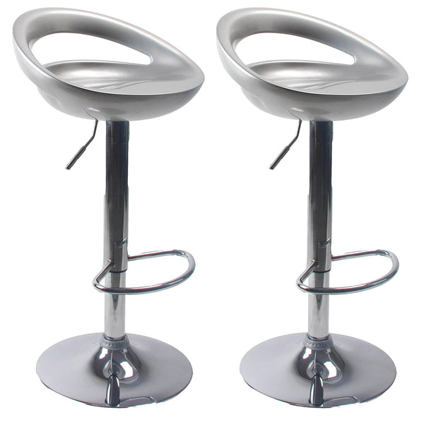 Set 2 Sgabelli con Alzata a Gas e Seduta Girevole in ABS Seattle Silver Lucido sconto