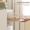 Mobile Cucina Multiuso 59x40x92 cm con Ripiano Estraibile in MDF Bianco  