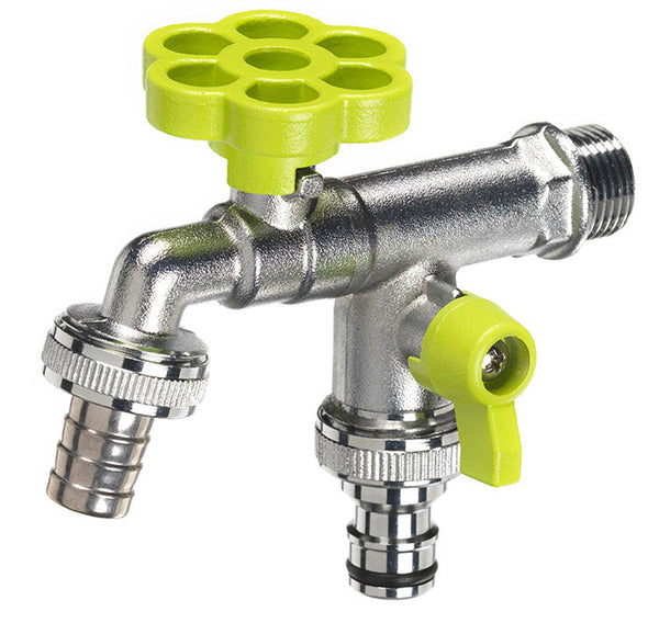Rubinetto a Sfera Doppio per Fontana da Giardino con Fiore e Leva Colorate Belfer RUB/030 Verde Acido online