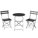 Set Bistrò da Esterno con Tavolo e 2 Sedie Pieghevoli in Metallo e Plastica Nero      