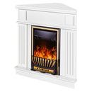 Camino Elettrico da Pavimento ad Angolo 100x100x50 cm Effetto Fiamma 2000W Marina & Meridian Bianco