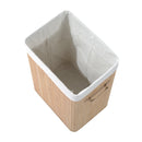 Cesta Portabiancheria 40x30x60 cm in Bambù con Coperchio e Fodera Rimovibile 