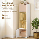 Libreria Moderna 30x29x119 cm con 2 Armadietti e Ante a 4 Ripiani in Legno Bianco      