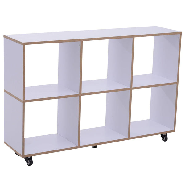 Libreria a 6 Scomparti Aperti con Rotelle in Legno Bianco 120x30x80 cm sconto