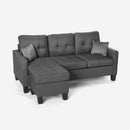 Divano 3 Posti con Pouf 186x138x91,5 cm in Poliestere Grigio