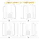 Cancelletto di Sicurezza per Cani con Porta Piccola Regolabile e Chiusura Automatica 75-103x76 cm Bianco