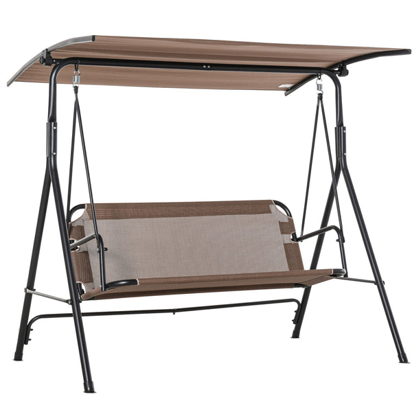 Dondolo da Giardino 3 Posti 172x110x155 cm in Metallo e Texteline Marrone sconto
