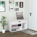 Panca Scarpiera 80x30x47 cm Salvaspazio con Sedile Imbottito Ribaltabile da Ingresso in Legno Bianco      