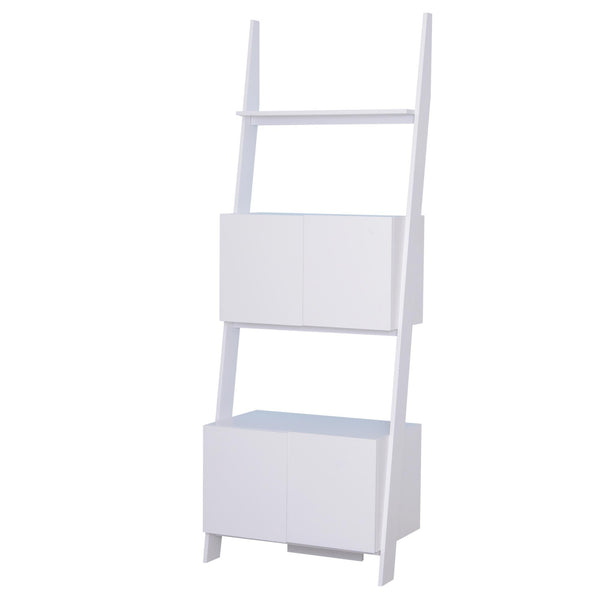 Libreria Scaffale 3 Ripiani 2 Armadietti Design Moderno in Legno Bianco 70x40x195 cm sconto