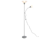 Lampada da Terra con 2 Paralumi E27 E14 in Acciaio   Argento