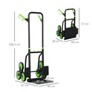 Carrello Portapacchi per Scale 6 Ruote 44x67x106,5 cm Pieghevole Portata 120kg in Acciaio Verde      